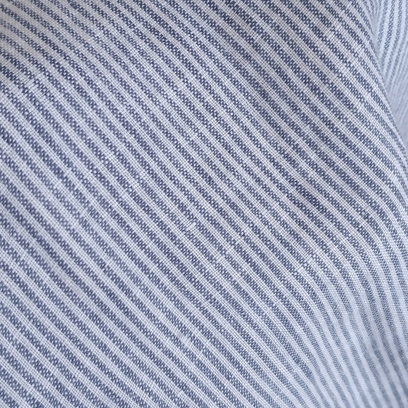 Cynthia Rowley 100% Linen Blue & White Pinstripe Bell Sleeve Top M - Picture 9 of 10